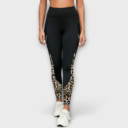 Trainingsbroek met hoge taille en luipaardprint