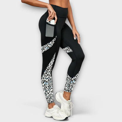 Trainingsbroek met hoge taille en luipaardprint