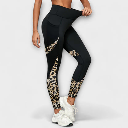 Trainingsbroek met hoge taille en luipaardprint