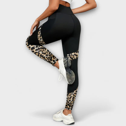 Trainingsbroek met hoge taille en luipaardprint
