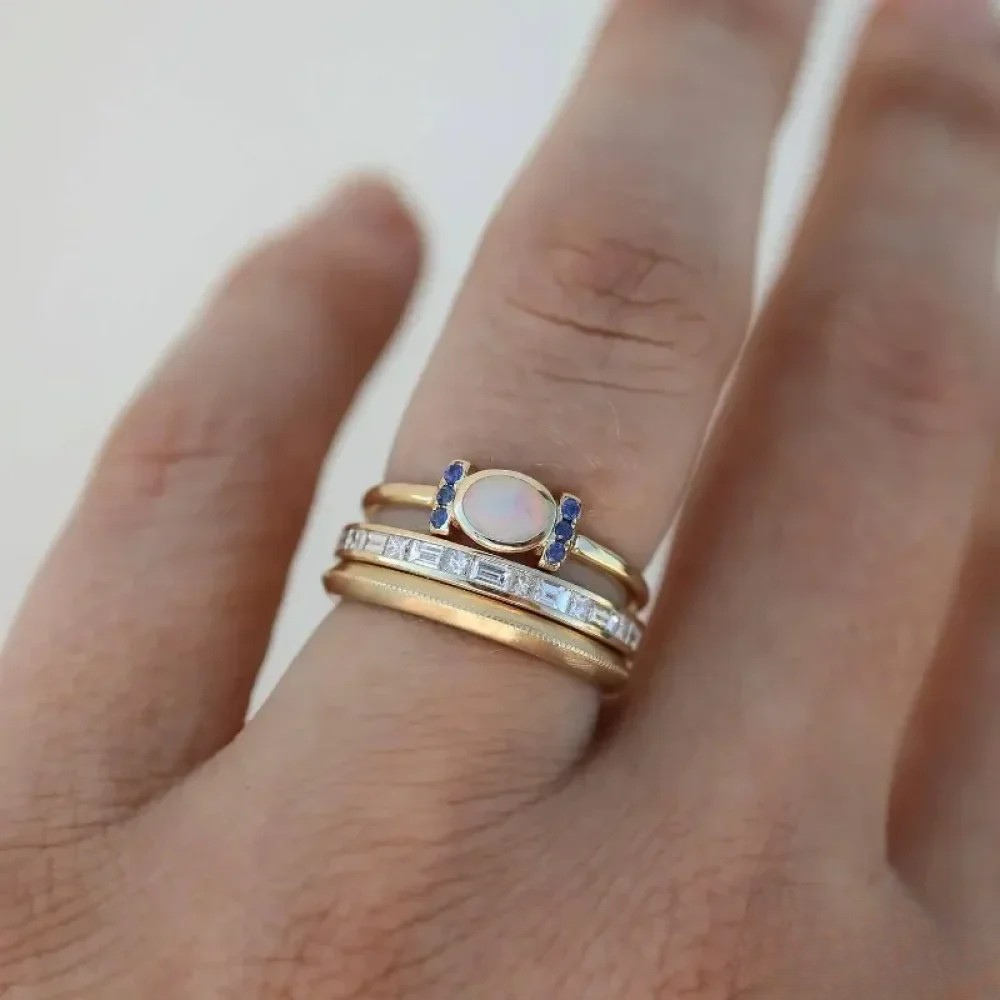 Set van Vintage Gouden Opal Ringen