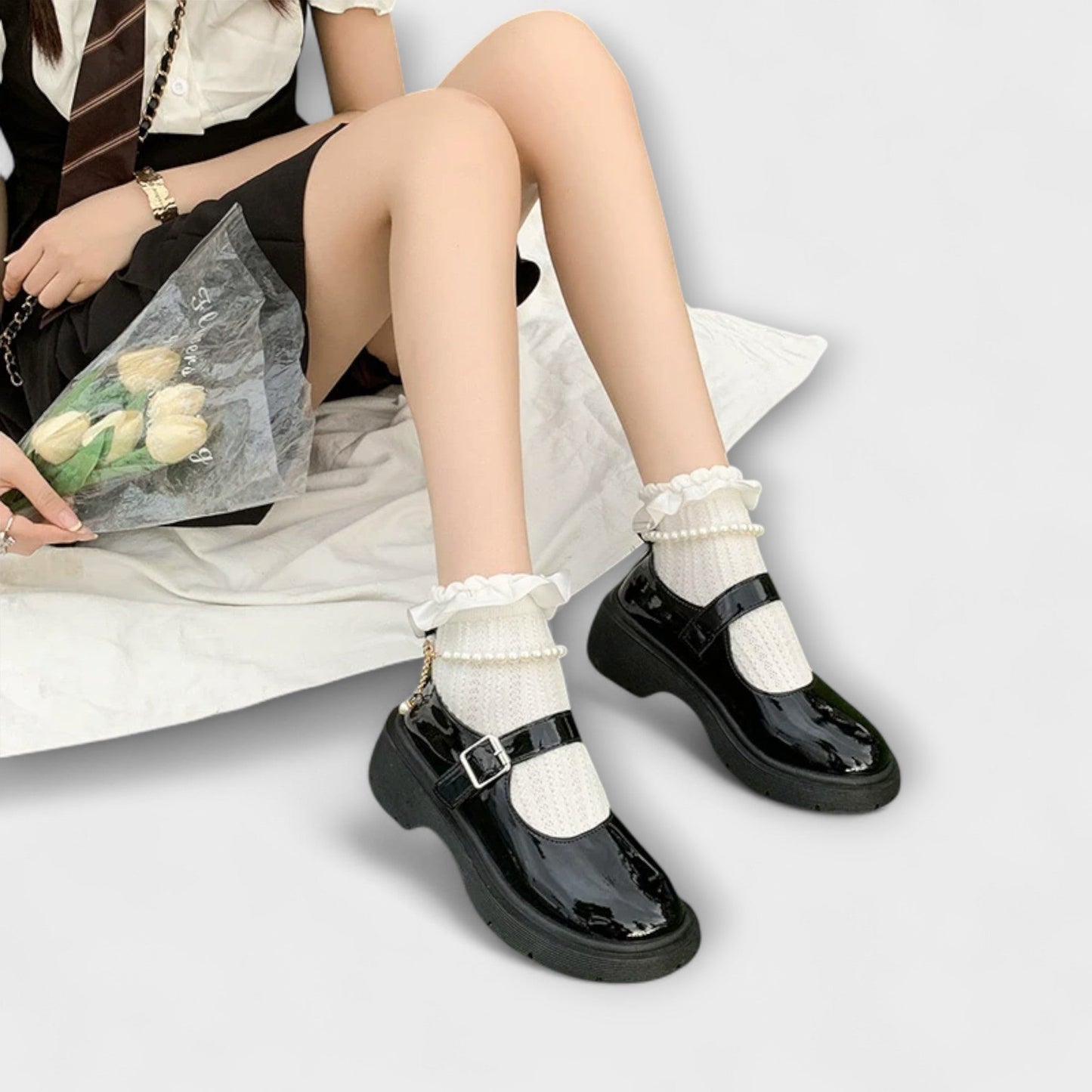 Parel - Luxe Parels Mary Jane Leren Schoenen