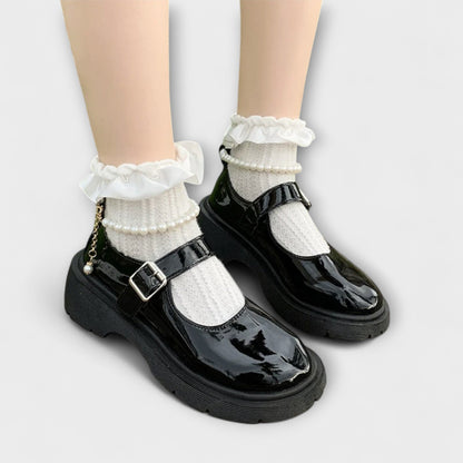 Parel - Luxe Parels Mary Jane Leren Schoenen