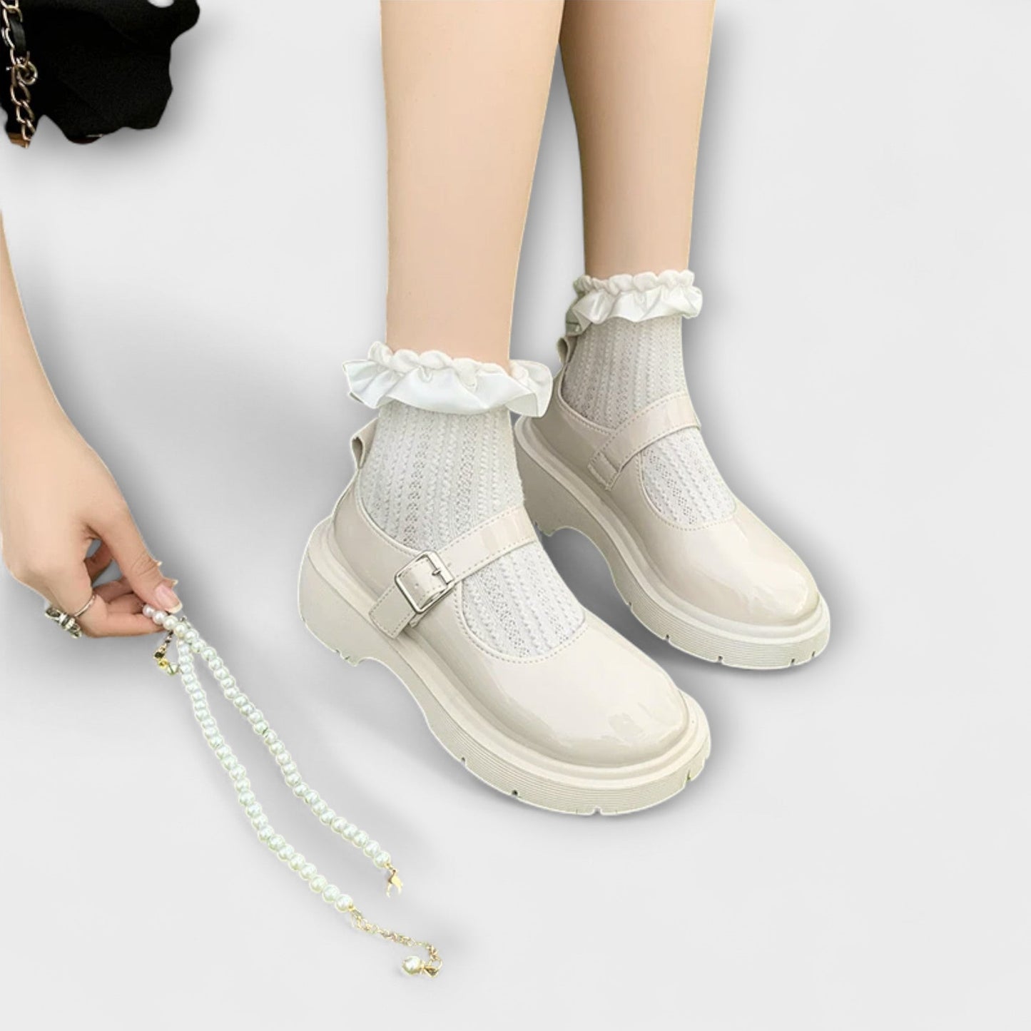 Parel - Luxe Parels Mary Jane Leren Schoenen