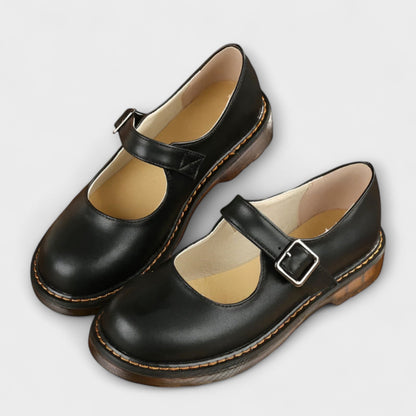 Dames Vintage Mary Jane Schoenen – Klassieke Leren Schoenen met Bandje & Comfortzool