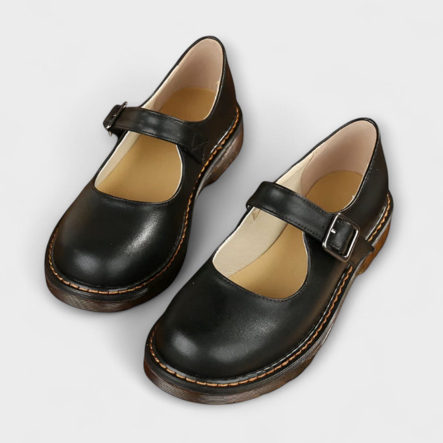 Dames Vintage Mary Jane Schoenen – Klassieke Leren Schoenen met Bandje & Comfortzool